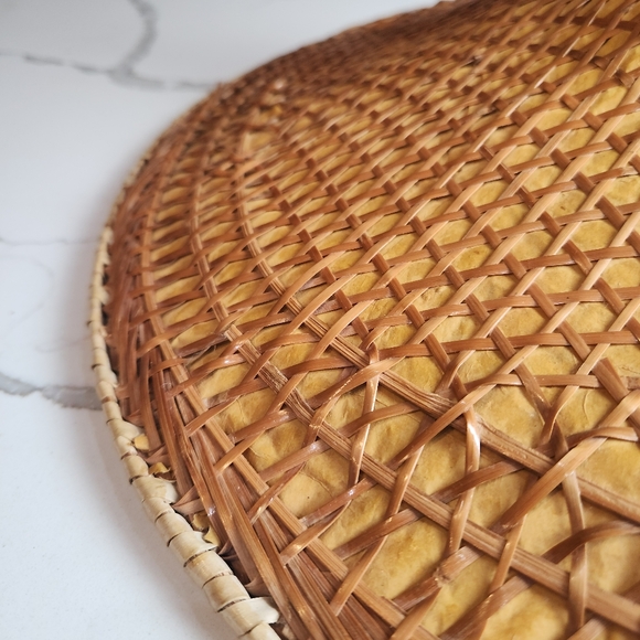 Vintage Asian Conical Rattan Leaf Rickshaw Coolie Hat Cantonese Chinese Handmade - Picture 10 of 12